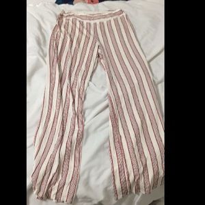 red and white striped leggings size small